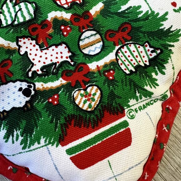 Vintage Franco Quilted Christmas Tree Potholder Red Green - Picture 4 of 5